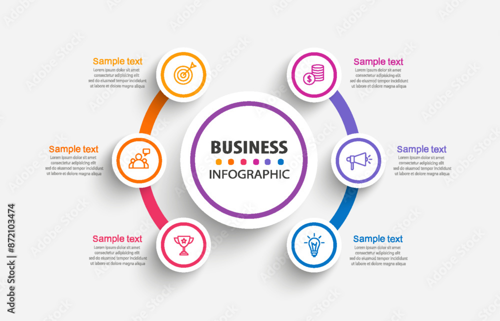 Infographic design business template with icons and 6 options Infographic design business template with icons and 6 options