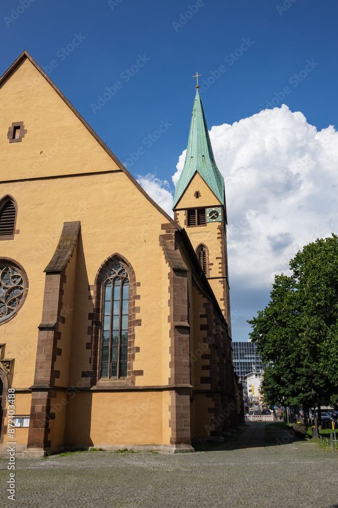 Obraz premium St. Leonard's Church (Leonhardskirche) is the second oldest church in Stuttgart. The Gothic hall church was built in 1463 - 1466). Stuttgart, Baden-Württemberg, Germany. 