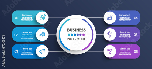 Infographic design business template with icons and 6 options