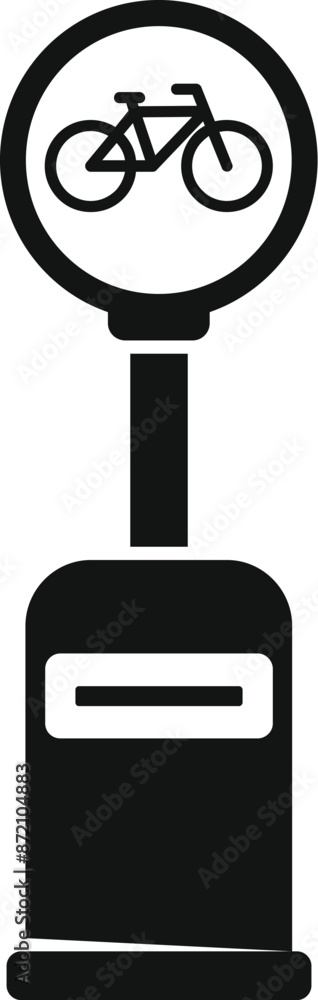 Simple icon of a parking station with a bicycle sign on top, promoting eco friendly transportation Simple icon of a parking station with a bicycle sign on top, promoting eco friendly transportation