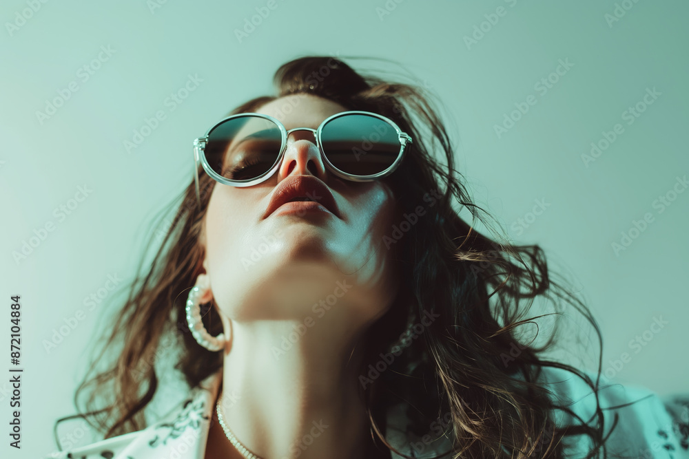 Stylish Woman Wearing Sunglasses in Fashionable Pose with Trendy Outfit Stylish Woman Wearing Sunglasses in Fashionable Pose with Trendy Outfit