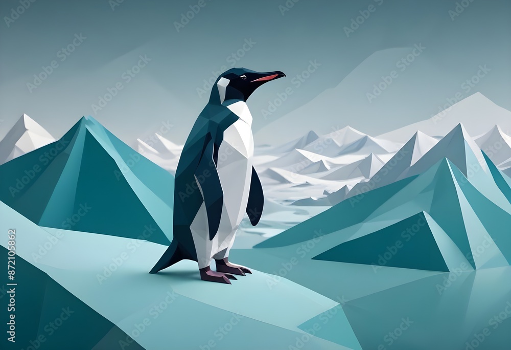 Obraz premium penguin ice poly art