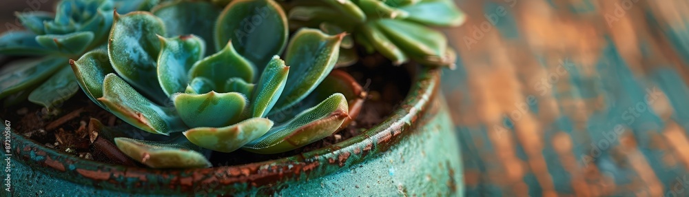 Realistic closeup of a succulent plant pot, with detailed textures and lighting Realistic closeup of a succulent plant pot, with detailed textures and lighting