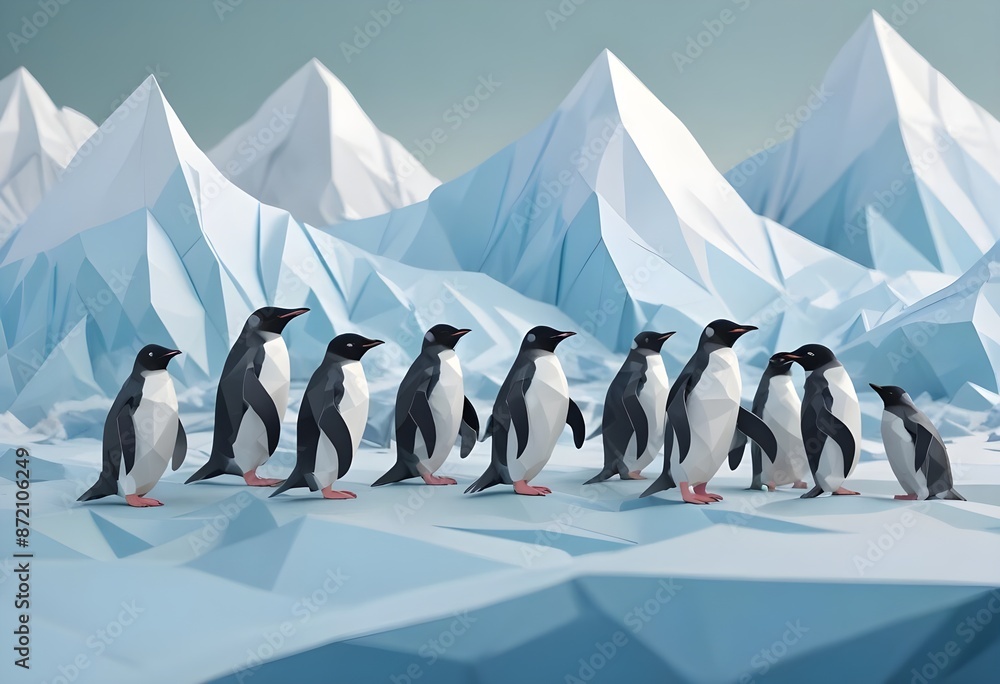 Obraz premium penguin ice poly art