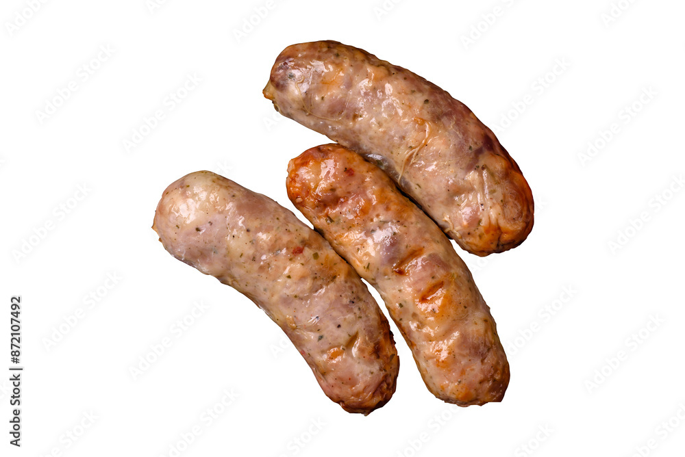 Baked chicken or pork sausages, salt, spices and herbs Baked chicken or pork sausages, salt, spices and herbs