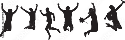 jumping people silhouette vector