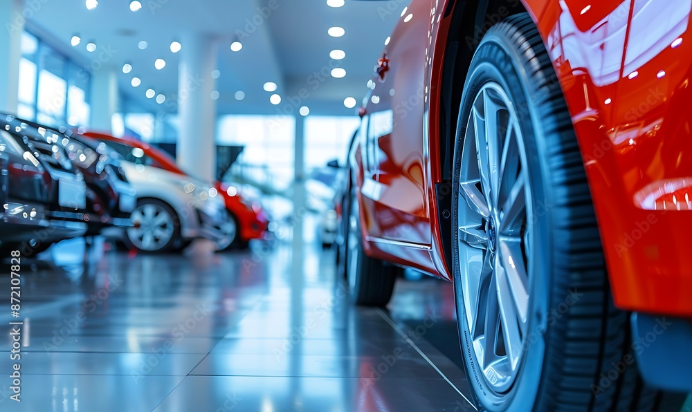 Red Car in Showroom Red Car in Showroom
