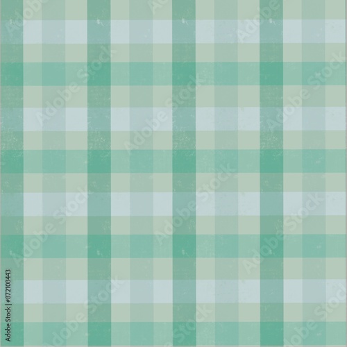 A seamless pattern of green plaid with geometric stripes in a vintage textile design