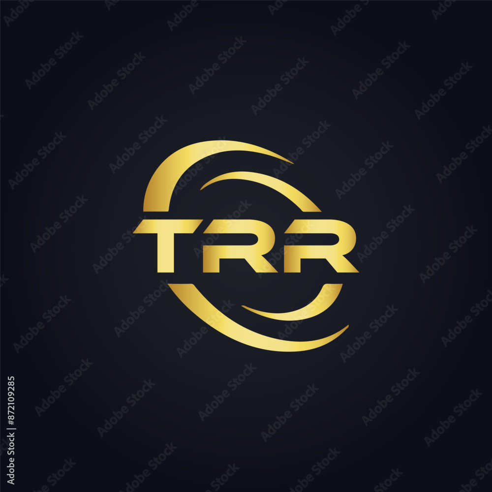 Obraz premium TRR logo. T R R design. White TRR letter. TRR, T R R letter logo design. T R R letter logo design in GOLD, GOLDEN LOGO, THREE, style. letter logo set in one artboard. T R R letter logo vector design. 