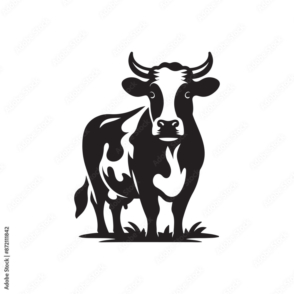 Cow black silhouette vector icon on White Background Cow black silhouette vector icon on White Background
