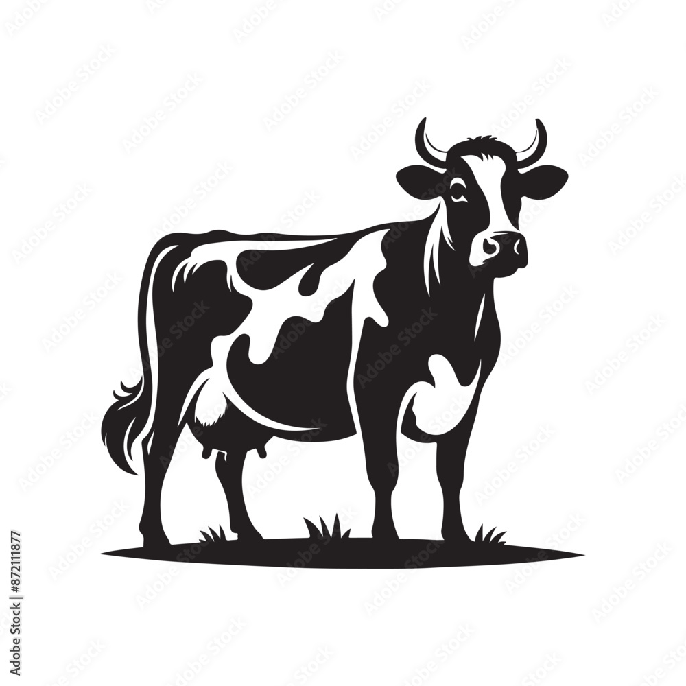 Cow black silhouette vector icon on White Background Cow black silhouette vector icon on White Background