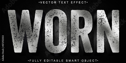 Worn Silver Vector Fully Editable Smart Object Text Effect