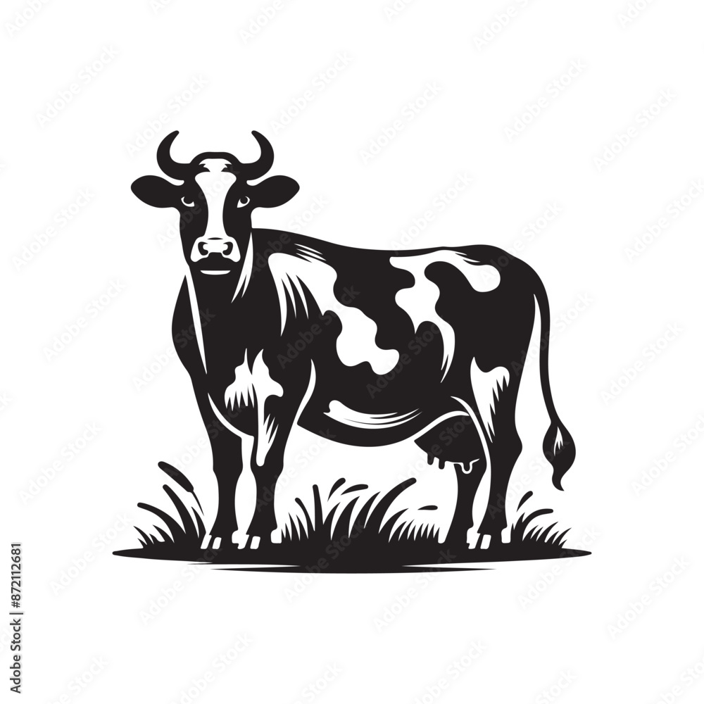 Cow black silhouette vector icon on White Background Cow black silhouette vector icon on White Background