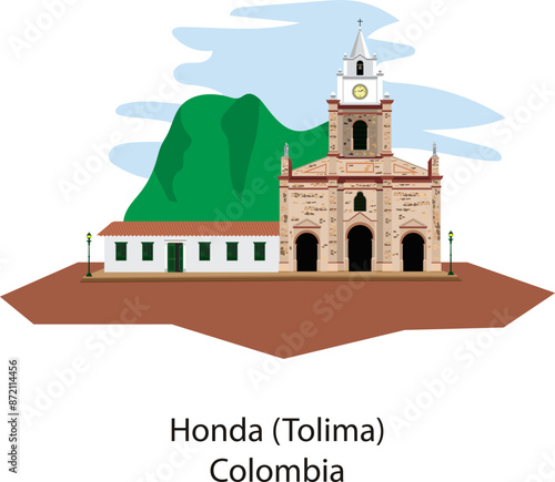 Main square of Honda (Tolima), Colombia, Catholic cathedral, important church.