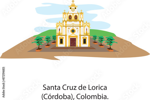 Main square of Santa Cruz de Lorica, Córdoba, Colombia, Catholic cathedral, important church.