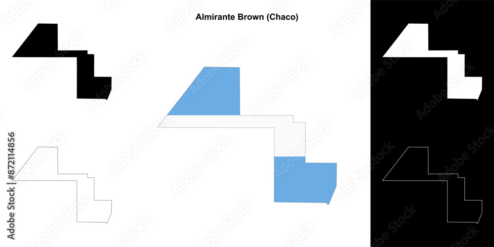 Almirante Brown department (Chaco) outline map set Almirante Brown department (Chaco) outline map set