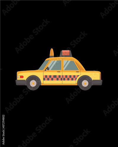Yellow cab graphic featuring bold lines and a two-tone color scheme. Transportation vector design art isolated on a transparent background.