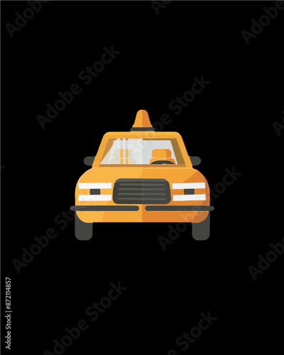 Yellow taxi cab front view. Transportation vector design art isolated on a transparent background.