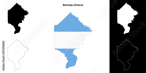 Bermejo department (Chaco) outline map set