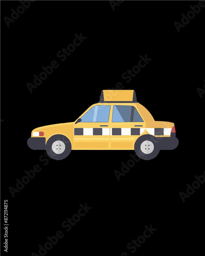 New York yellow taxi cab with ad billboard. Transportation vector design art isolated on a transparent background.