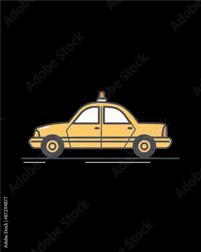 Yellow taxi cab. Transportation vector design art isolated on a transparent background.