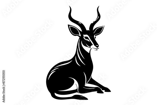 Sitting antelope silhouette vector  illustration 