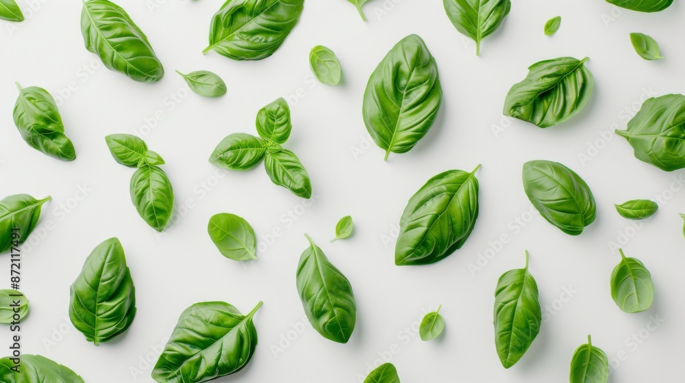 Basil leaves on white background Basil leaves on white background