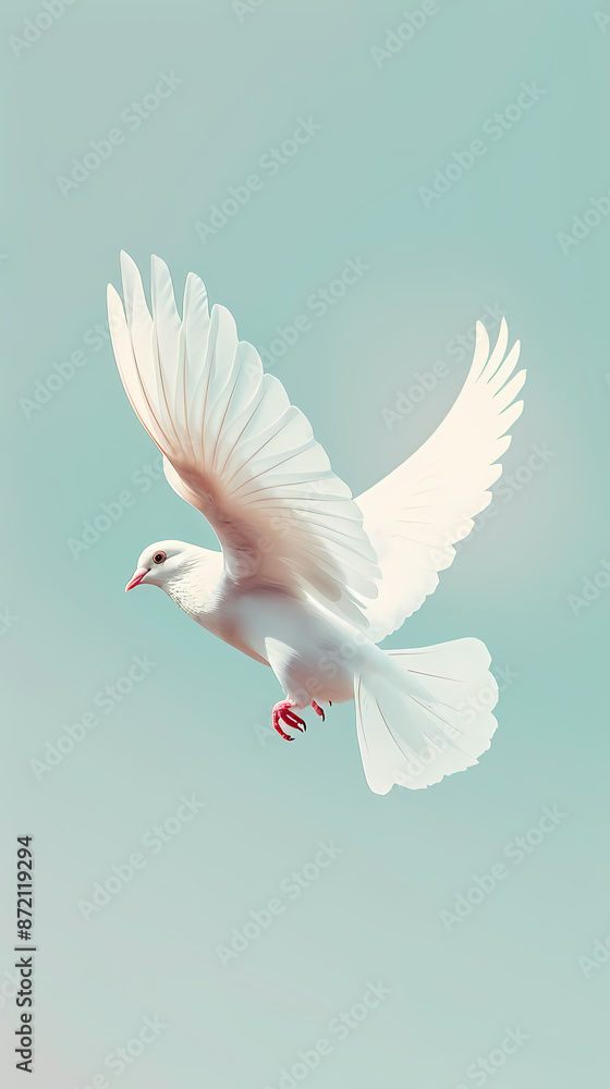Fototapeta premium White dove flying in the sky