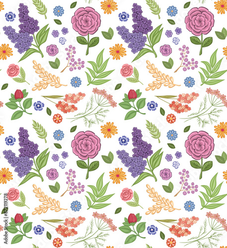 Floral pattern in Doodle style seamless. vector illustration