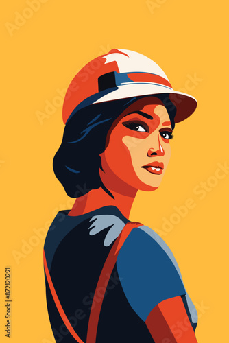 2d illustration vector flat woman worker of the Panama Canal