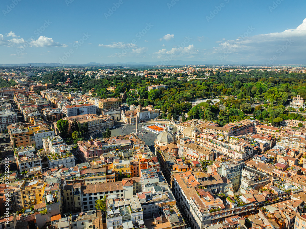 Obraz premium Aerial drone photo of Piazza Navona in Rome Italy in spring