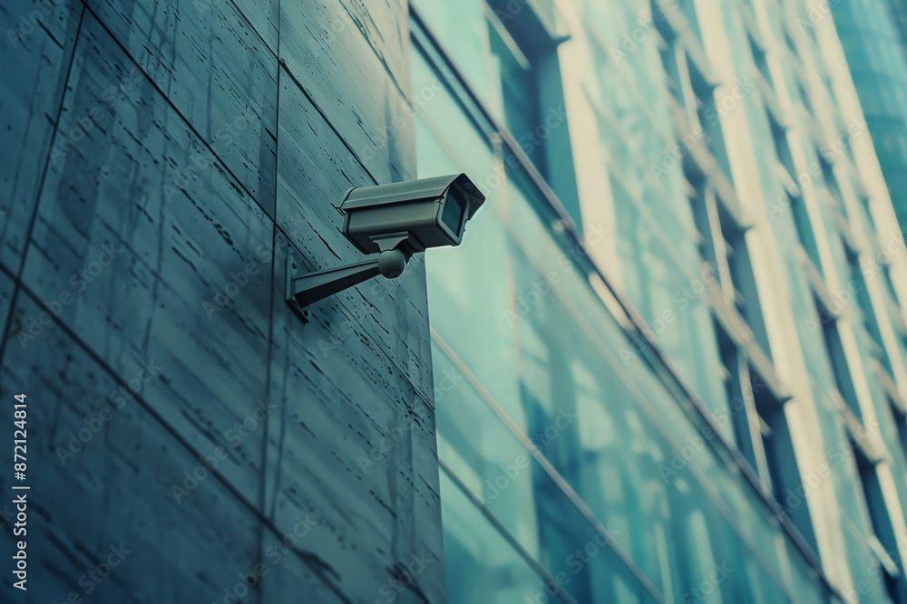 A security camera is mounted on a building A security camera is mounted on a building