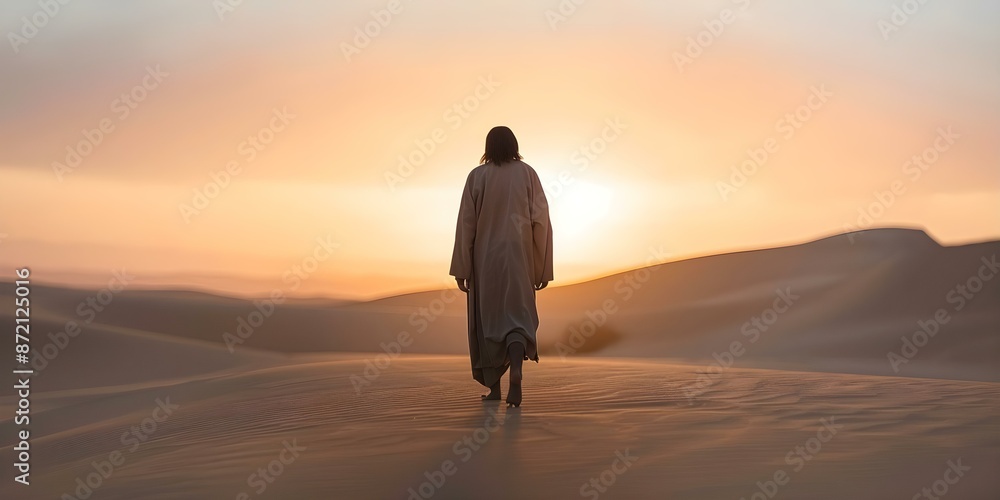 Jesus in desert offers redemption and hope to those in need. Concept Religious, Redemption, Hope, Jesus, Desert Jesus in desert offers redemption and hope to those in need. Concept Religious, Redemption, Hope, Jesus, Desert