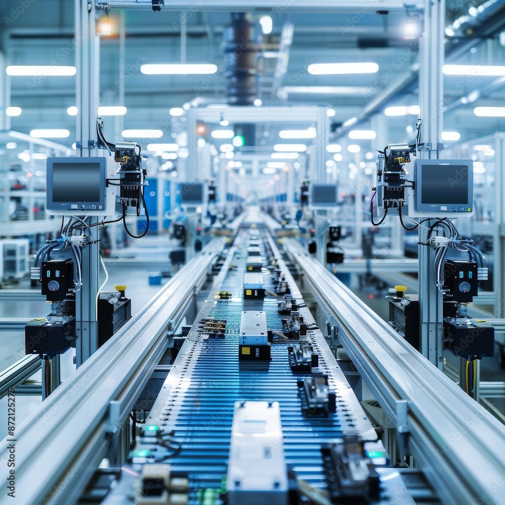 State of the Art High-Tech Factory Producing Electronic Devices with Automated Assembly Lines. State of the Art High-Tech Factory Producing Electronic Devices with Automated Assembly Lines.