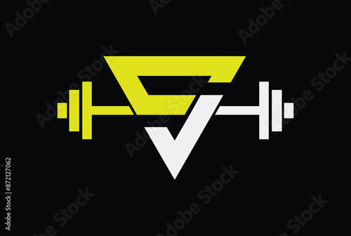 SJ, JS, S, J, gym and fitness Logo on triangular shape