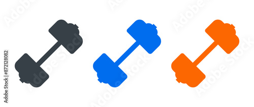 Dumbbell icon set isolated on white background 