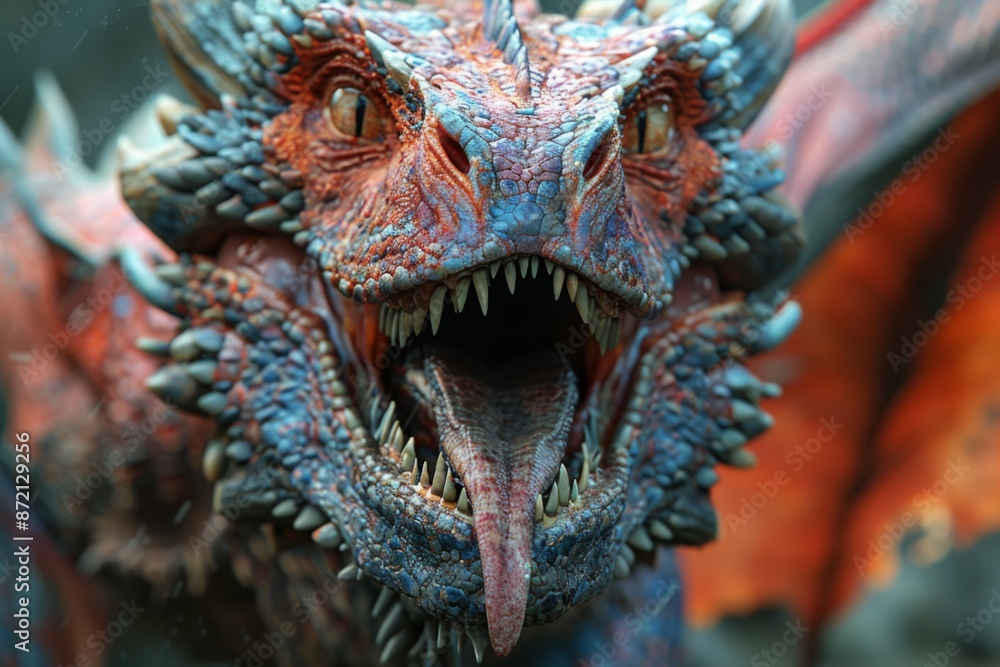 Fototapeta premium Realistic Dragon Head Close-up