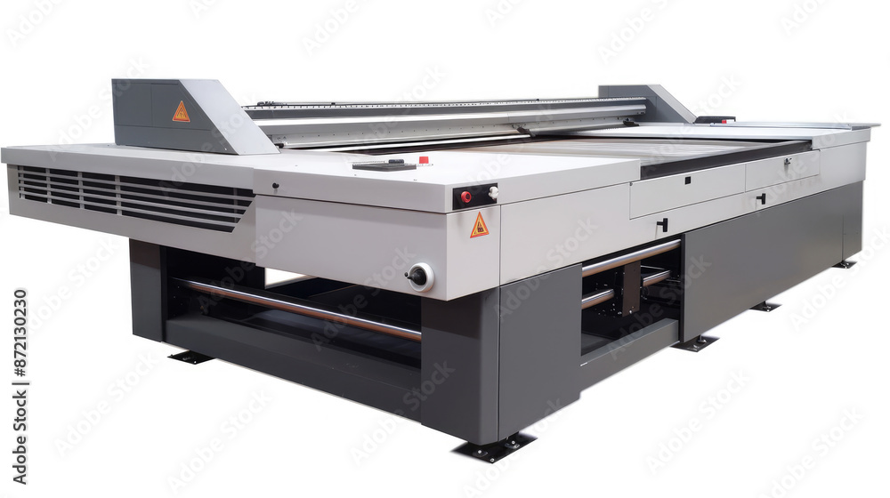 Professional Large Format Digital Printer. Close-Up of Printing Process and Mechanics Professional Large Format Digital Printer. Close-Up of Printing Process and Mechanics