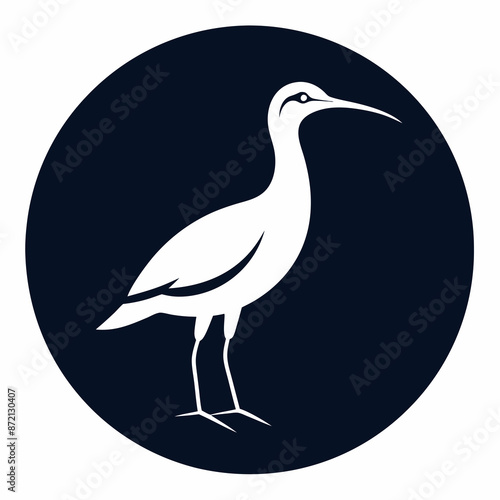 curlew silhouette vector illustration in a circle logo icon