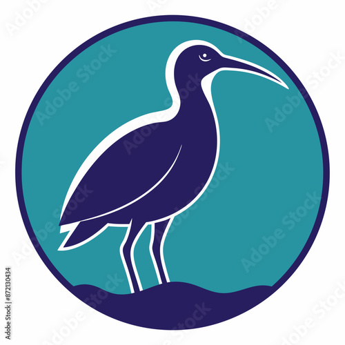 curlew silhouette vector illustration in a circle logo icon