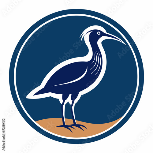 curlew silhouette vector illustration in a circle logo icon
