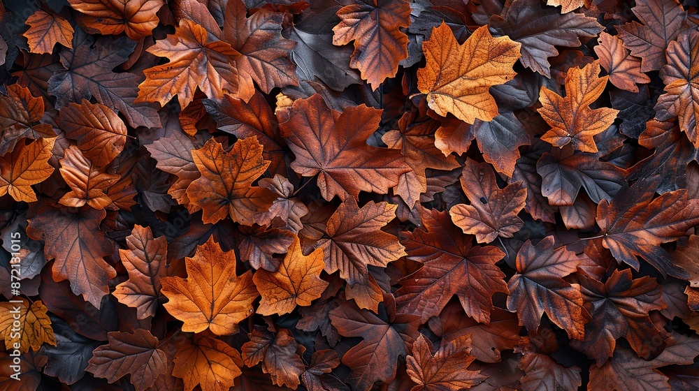 Autumn Leaves Glowing with Dew