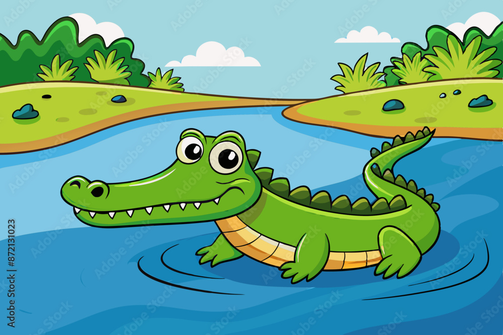 Fototapeta premium alligator swimming in river