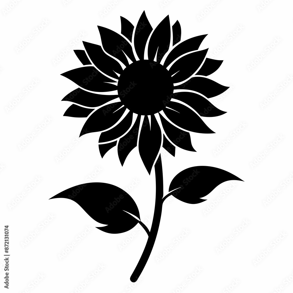 Sunflower silhouette vector white background Sunflower silhouette vector white background