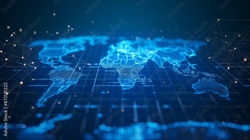 World map, digital information network World map, digital information network