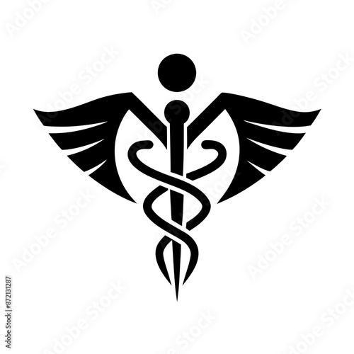 Medical logo vector art illustration with a physiotherapy icon 