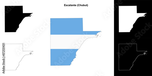 Escalante department (Chubut) outline map set