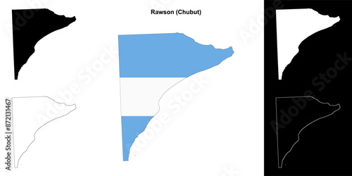 Rawson department (Chubut) outline map set