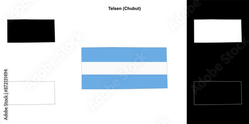 Telsen department (Chubut) outline map set