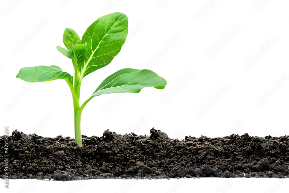Green Sprout Growing From Dark Soil Realistic Image Green Sprout Growing From Dark Soil Realistic Image